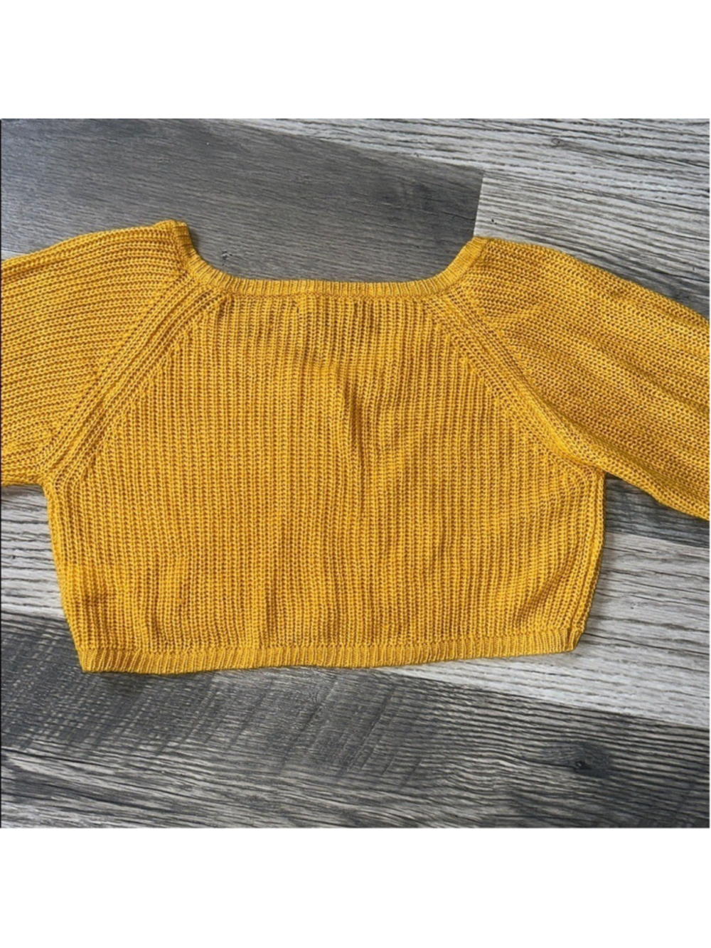 Lulus Fall is Calling Mustard Yellow Knit V-Neck Cropped Sweater women's small - Picture 12 of 12